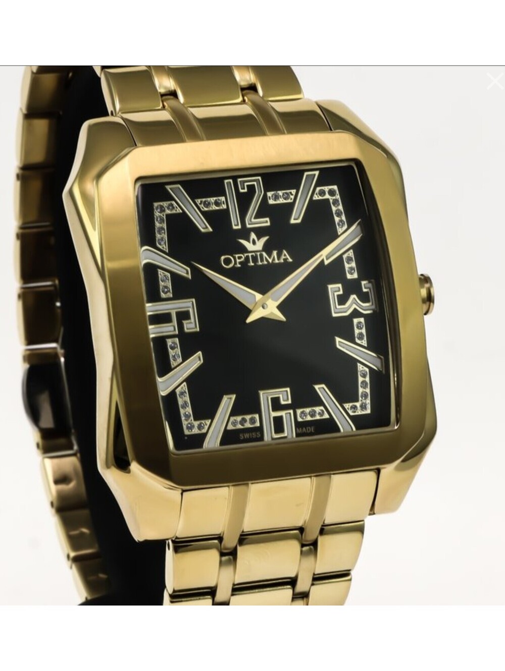 Optima Swiss Watch 39mm PVD Gold Stainless Steel Quartz 3ATM OSM228-GG-8